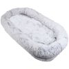 Human Dog Bed, 71''x40''x12'' Size Fits You and Pets, Washable Faux Fur Dog Bed for People Doze Off, Napping Orthopedic Dog Bed - Grey