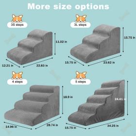 Dog Stairs For Small Dogs 3  4 Steps Dog Ramp  Removable Washable Pet Steps (Option: B)